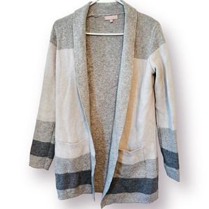 Benedetta B Merino Wool Cashmere Blend Italian Made Color Block Open Cardigan S